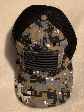 Black Camo USA Velcro Flag hat